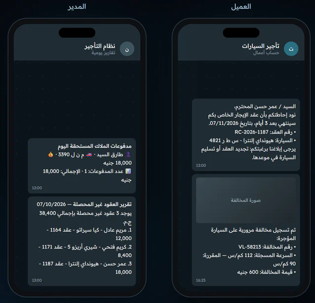 رسائل واتساب تلقائية إلى عميل وإلى مدير